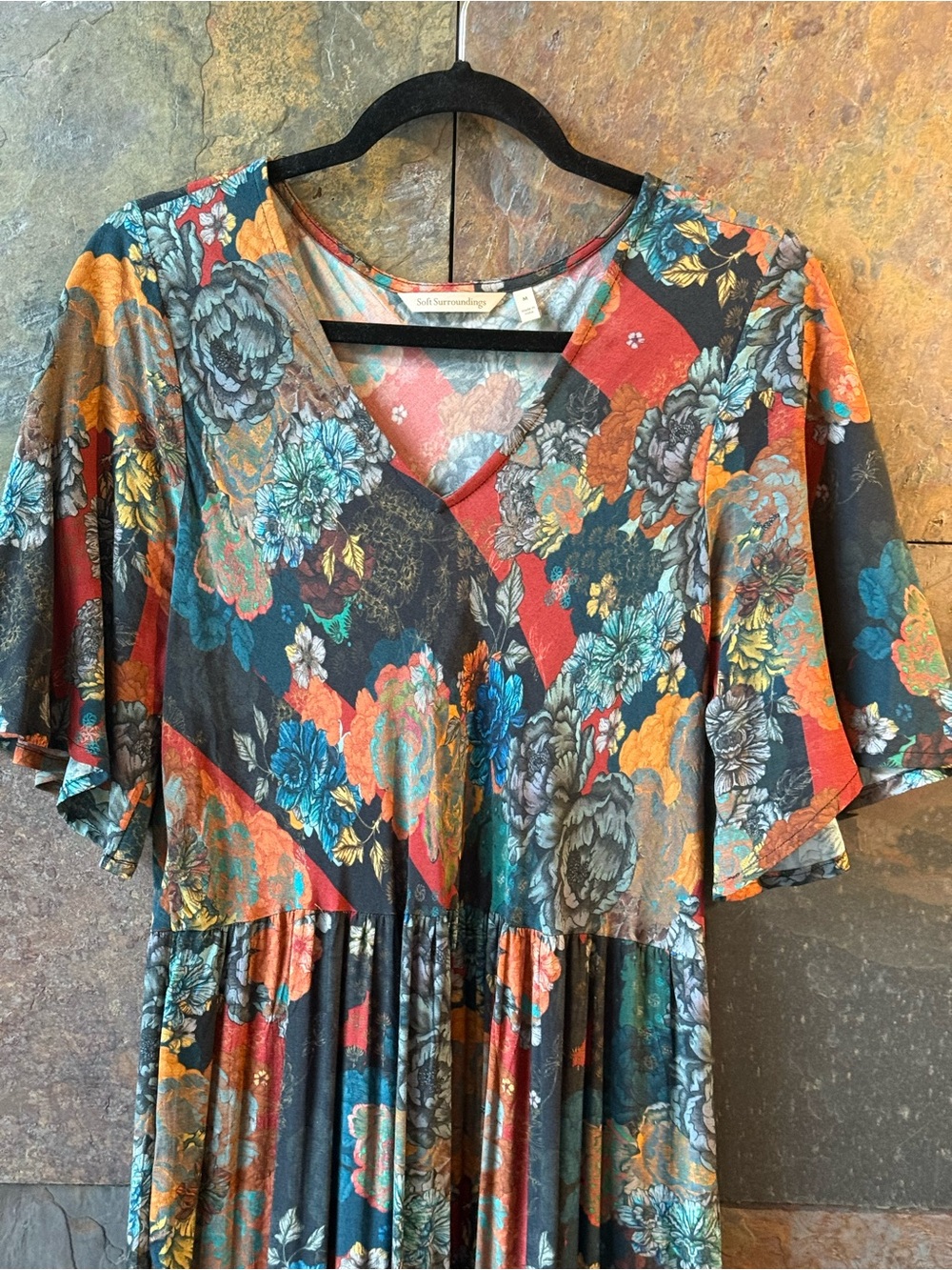 Soft Surroundings,M, patchwork floral flare tiered maxi dress. Swingy, comfy EUC - Picture 10 of 12